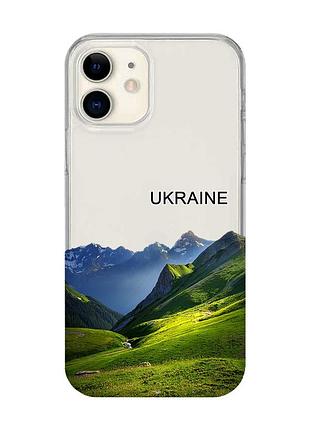 Прозорий чохол на iphone 12 mini карпати україна (принт 409)