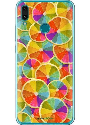 Чехол на huawei y9 2019 разноцветные дольки лимона "861u-1602-10746"