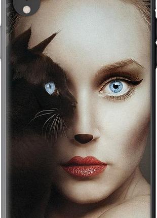 Чехол на iphone xr взгляд женщины и кошки "4041u-1560-10746"