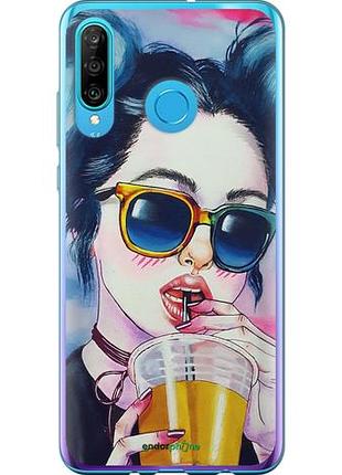 Чехол на huawei p30 lite арт-девушка в очках "3994u-1651-10746"