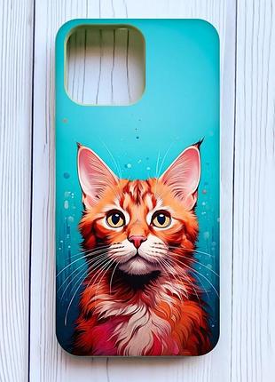 Матовый чехол с оливковыми боками на iphone 16 pro max кошка (принт 408)