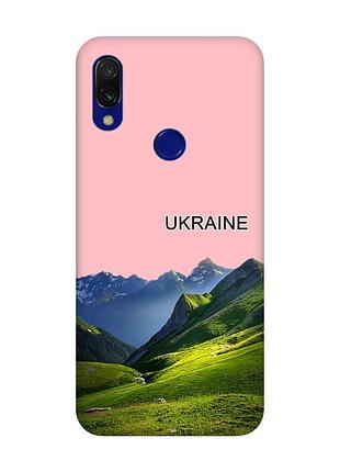 Матовий рожевий чохол на xiaomi redmi 7 карпати україна (принт 409)