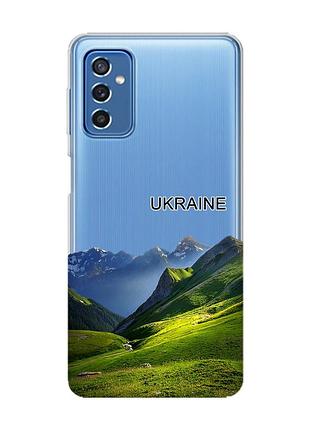 Прозрачный чехол на samsung galaxy m52 карпаты украина (принт 409)