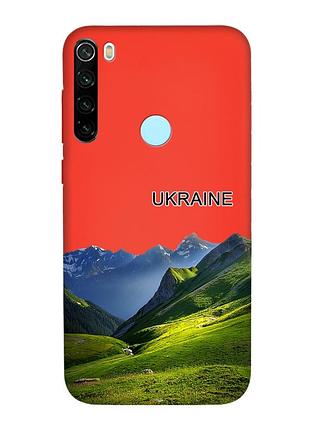 Матовый красный чехол на xiaomi redmi note 8t карпаты украина (принт 409)