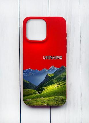 Матовий чохол на iphone 15 pro max червоний карпати україна (принт 409)