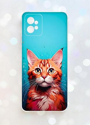 Чехол с утолщёнными углами на motorola moto g32 кошка (принт 408)
