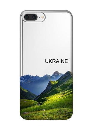Прозрачный чехол на iphone 7 plus / 8 plus карпаты украина (принт 409)