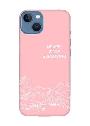 Матовый розовый чехол на apple iphone 13 путешествуй (принт 407)