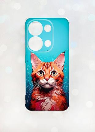 Чохол з потовщеними кутами на xiaomi redmi note 13 pro 4g кішка (принт 408)