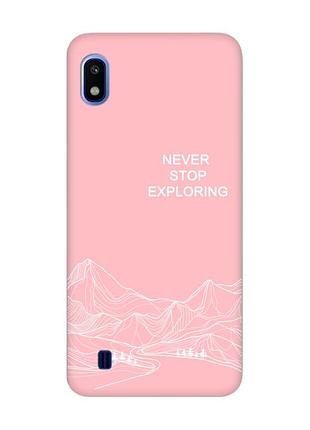 Матовый розовый чехол на samsung galaxy a10 (2019) a105 путешествуй (принт 407)