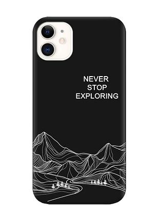 Матовий чорний чохол на iphone 11 мандруй (принт 407)