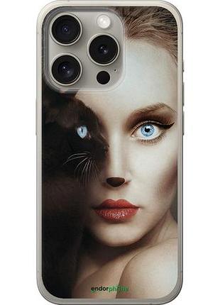 Чохол на iphone 15 pro погляд жінки та кішки "4041u-3096-10746"