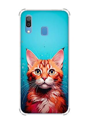 Чехол с утолщёнными углами на samsung galaxy a30 (2019) / a20 (2019) кошка (принт 408)