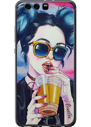 Чехол на huawei p10 plus арт-девушка в очках "3994u-963-10746"