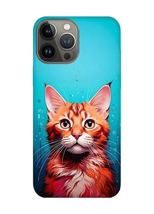 Матовий чохол з чорними боками на apple iphone 13 pro кішка (принт 408)