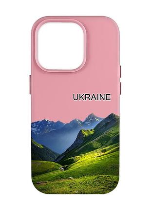 Матовий рожевий чохол на apple iphone 14 pro max карпати україна (принт 409)