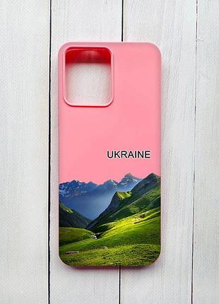 Матовый чехол на xiaomi redmi 12 розовый карпаты украина (принт 409)