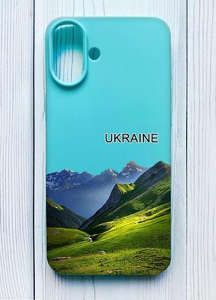 Матовий бірюзовий чохол на iphone 16 plus карпати україна (принт 409)