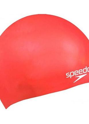 Яскрава дитяча шапочка для плавання speedo moulded silicone cap ju червона