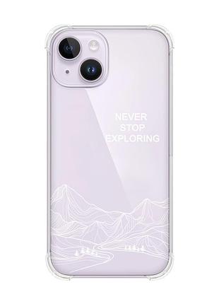 Чехол с утолщёнными углами на iphone 14 путешествуй (принт 407)