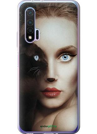 Чехол на huawei nova 6 взгляд женщины и кошки "4041u-1821-10746"
