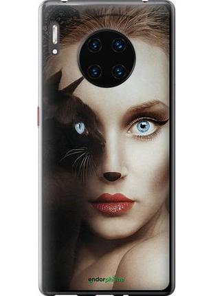 Чехол на huawei mate 30 pro взгляд женщины и кошки "4041u-1796-10746"