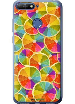 Чехол на huawei honor 7c разноцветные дольки лимона "861u-1411-10746"