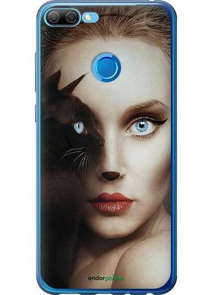 Чехол на huawei honor 9i взгляд женщины и кошки "4041u-1853-10746"