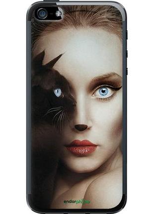 Чохол на iphone 5 погляд жінки та кішки "4041u-18-10746"