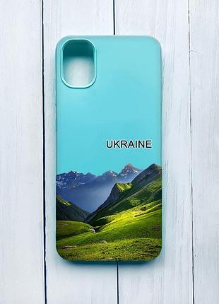 Матовый чехол на samsung galaxy a05 (a055) бирюзовый карпаты украина (принт 409)