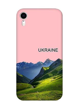 Матовый розовый чехол на apple iphone xr карпаты украина (принт 409)