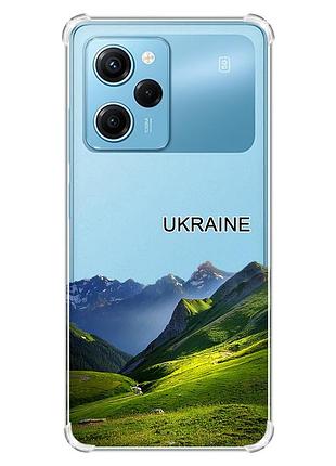 Чехол с утолщенными углами на xiaomi redmi note 12 pro speed 5g карпаты украина (принт 409)