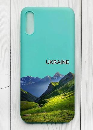 Матовий бірюзовий чохол на xiaomi redmi 9a карпати україна (принт 409)