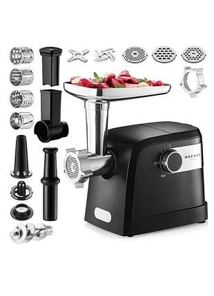 Мясорубка mozano agd/mas/01#cza 2000 вт 3 режима измельчитель 4 терки насадка для колбас и кебе