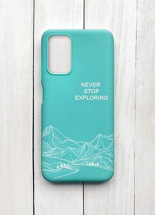 Матовый чехол на xiaomi redmi 9t бирюзовый путешествуй (принт 407)