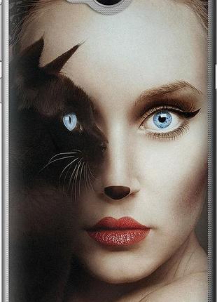 Чехол на huawei y5 2017 взгляд женщины и кошки "4041u-992-10746"