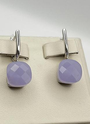 Сережки серебряные с лавандовым кварцем 7,48 г