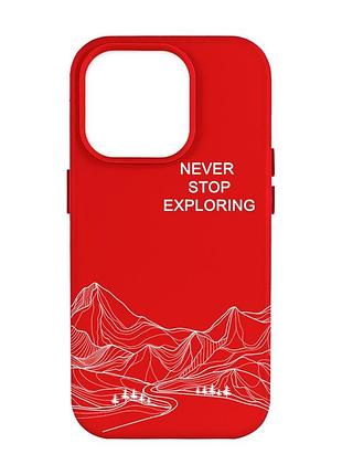 Матовый красный чехол на apple iphone 14 pro max путешествуй (принт 407)