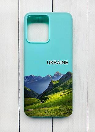Матовый чехол на xiaomi redmi 12 бирюзовый карпаты украина (принт 409)