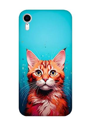 Матовый чехол с розовыми боками на apple iphone xr кошка (принт 408)