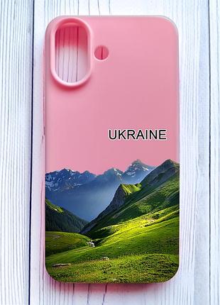 Матовый розовый чехол на iphone 16 карпаты украина (принт 409)