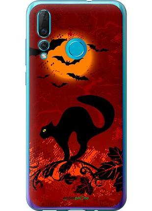Чехол на huawei nova 4 чёрная кошка под луной "1190u-1632-10746"