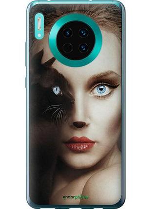 Чехол на huawei mate 30 взгляд женщины и кошки "4041u-1773-10746"