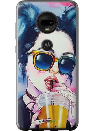 Чехол на motorola moto g7 арт-девушка в очках "3994u-1614-10746"