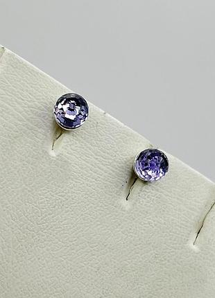 Сережки-пусеты серебряные с кристаллами swarovski 1,78 г