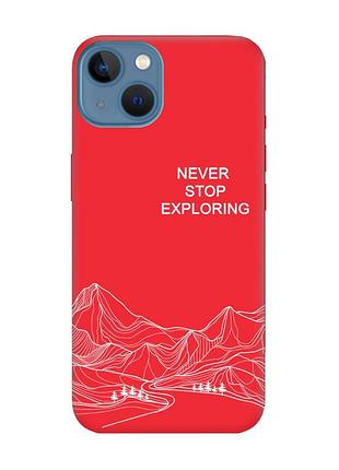 Матовый красный чехол на apple iphone 13 путешествуй (принт 407)