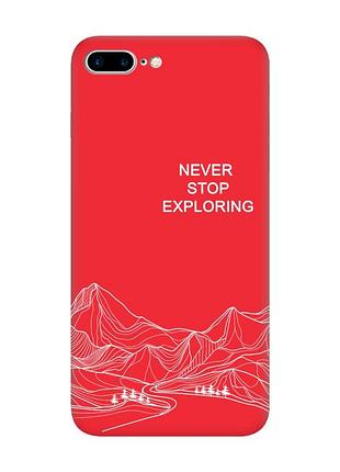 Матовый красный чехол на iphone 7 plus / 8 plus путешествуй (принт 407)