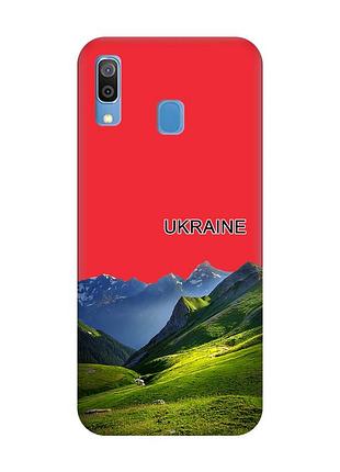 Матовый красный чехол на samsung galaxy a30 (2019) / a20 (2019) карпаты украина (принт 409)