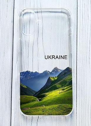 Чехол с утолщёнными углами на iphone 16 plus карпаты украина (принт 409)