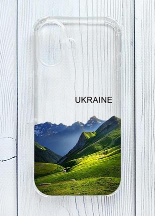 Чехол с утолщёнными углами на iphone 16 карпаты украина (принт 409)